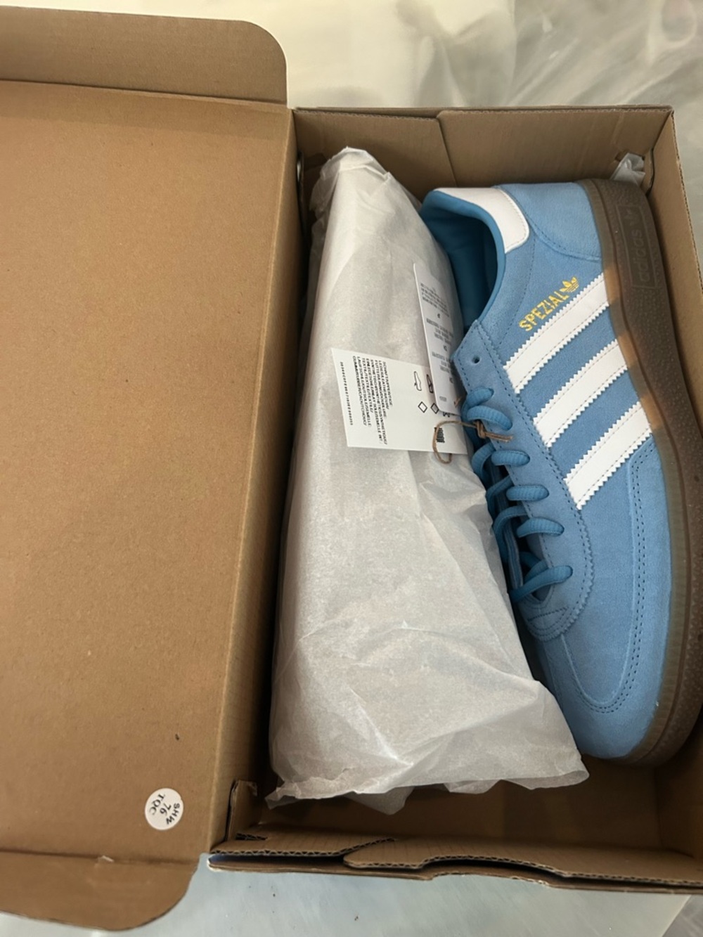 adidas Spezial Womens Light Blue Suede Sneakers with White Stripes